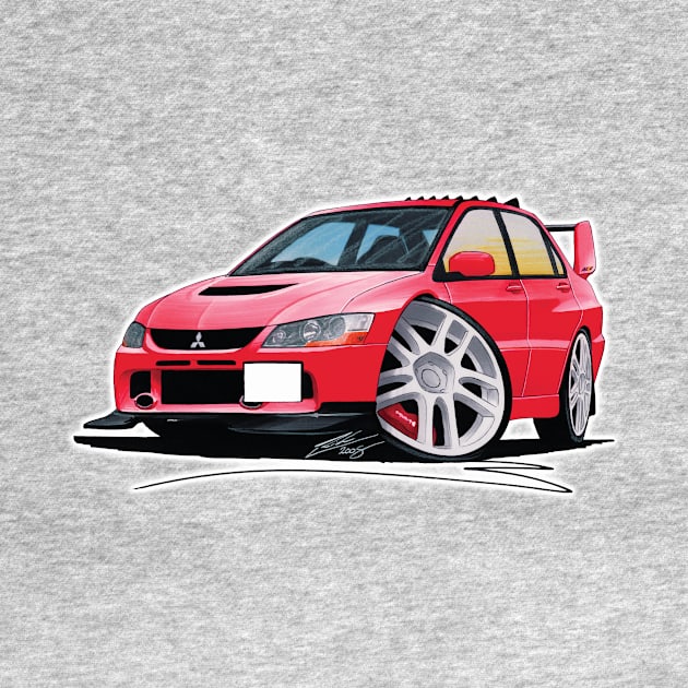 Mitsubishi Evo IX Red Caricature by y30man5